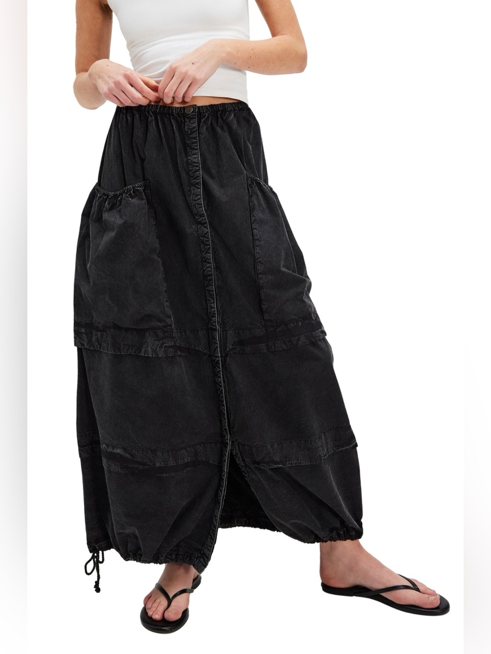 FREE PEOPLE Eloise Black Women's Parachute Maxi Skirt, XS (Will fit Small/Med) - Picture 2 of 15
